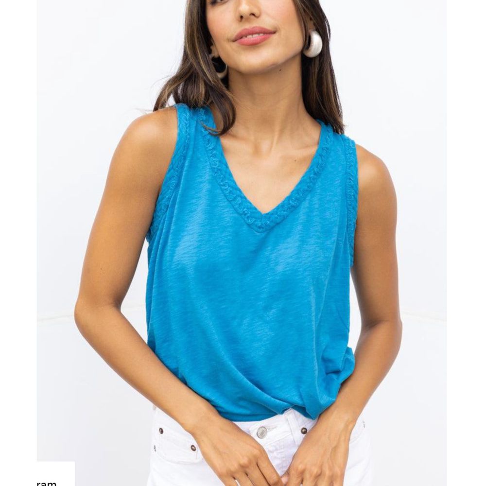 Anthropologie Michael Stars  Dina‎ Mix V-Neck Tank in Pacific Size 1X